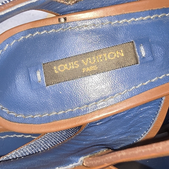 Louis Vuitton Blue Denim Wedge Platform Sandals size 37.5 - Picture 8 of 16